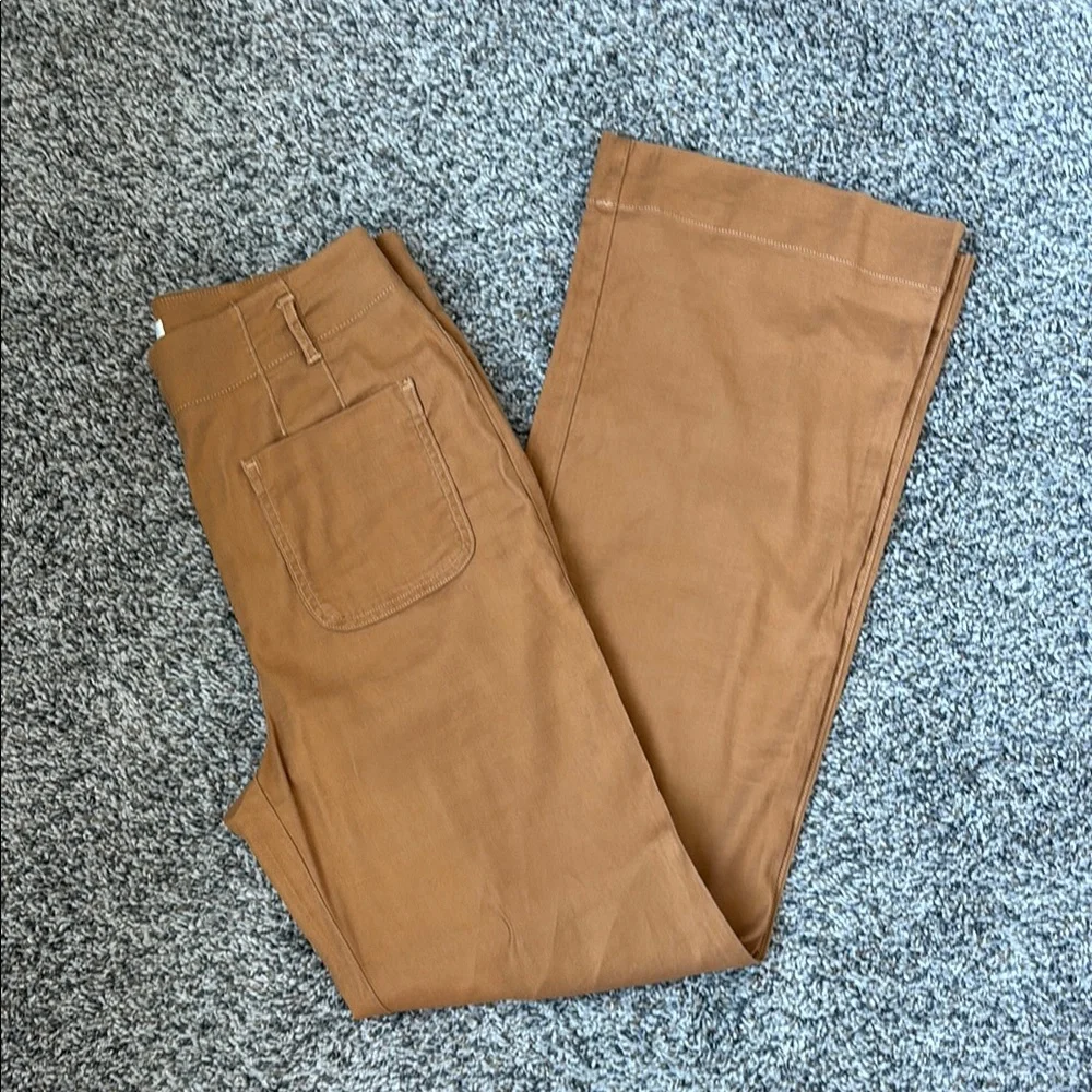 Anthropologie Maeve Relaxed Wide-Leg Trousers Pants High Rise Linen Cedar - Picture 8 of 9